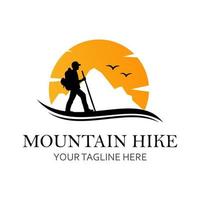 mountain hiking vector logo