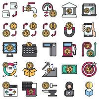 Crypto related filled icon set 2, vector illustration