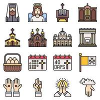 conjunto de iconos llenos relacionados con la semana santa 2, ilustración vectorial vector