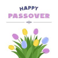 Happy passover with Tulips and grass vector illustration