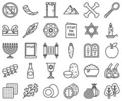 Passover related line icon set, vector illustration