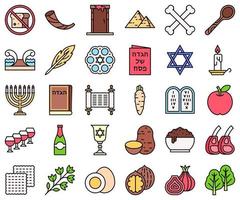 Passover related filled icon set, vector illustration