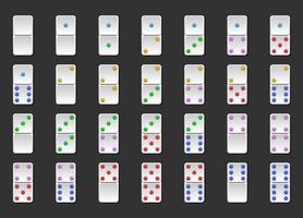 Domino pieces icon set, White pieces with colors dot gradient style vector