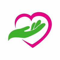 logotipo de corazón de cuidado de manos vector