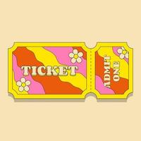 Colorful Entrance Ticket for One Person in a Retro Groove Style vector