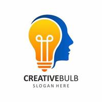 creative bulb head logo vector