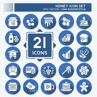 Icon Set Honey. suitable for Bee Farm. Long Shadow Style. simple design editable. design template vector. simple illustration vector