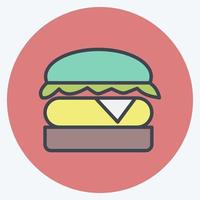 hamburguesa de icono. apto para carne. estilo compañero de color. diseño simple editable. vector de plantilla de diseño. ilustración sencilla