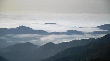 8K Sea of clouds landscape from mountain at above the cloud