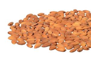 Tasty almonds nuts isolated on white background photo