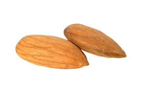 Tasty almonds nuts isolated on white background photo