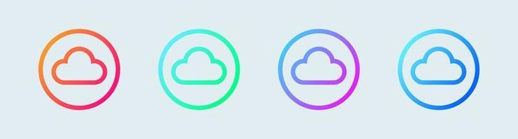 Cloud computing icon. Gradient outline colorful version. vector