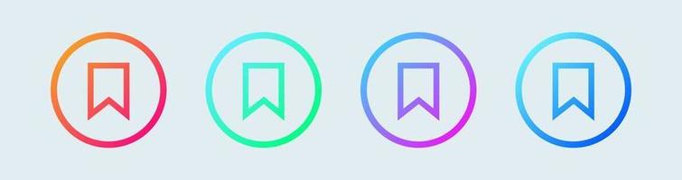 Collection of bookmark icons in gradient colors. Suitable for web and app interface. vector