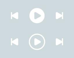 Media player buttons in white colors. Modern playback of multimedia application. vector