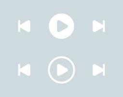 Media player buttons in white colors. Modern playback of multimedia application. vector