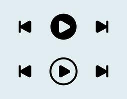 Media player buttons in black colors. Modern playback of multimedia application. vector