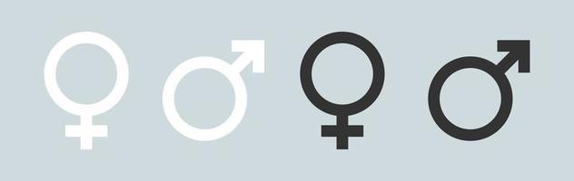 Gender symbol outline icon set. Male and female sex sign black and white. vector