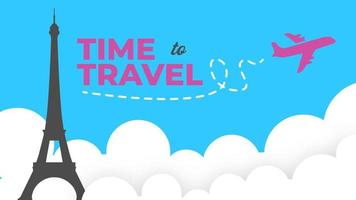 Banner with traveling and tourism elements. Time to travel vector design.