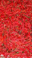 Red chili peppers close up, red chili in the supermarket photo