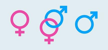 Vector outlines icons of gender symbols. Male and female sex sign arrow up and down position.