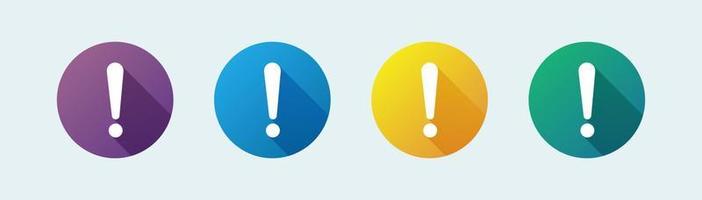 Exclamation mark vector icon set. Exclamation symbol in flat style.
