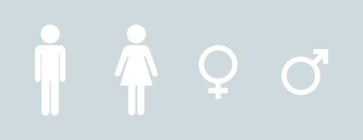 White outlines icons of gender symbols. Male and female sex sign gender symbol. Restroom door pictograms. vector