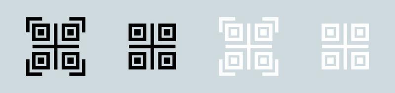 QR code vector icon. Scanning qr code symbol collection in black and white colors.