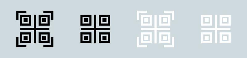 QR code vector icon. Scanning qr code symbol collection in black and white colors.