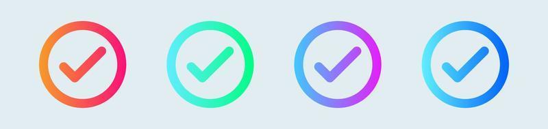 Gradient check mark icon for user interface design. Vector illustration.