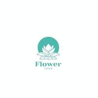 Luxury flower vector logotype. Linear universal leaf floral logo