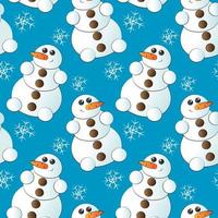 Seamless pattern with snowman with carrot and button vector