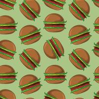 Seamless vector pattern with fast tasty hamburger