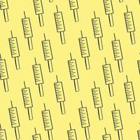 Seamless vector pattern with syringe on yellow background