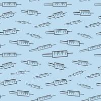 Seamless vector pattern with syringe on blue background