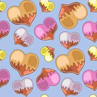 Seamless vector pattern with gingerbread in the form of heart