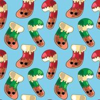 Seamless vector pattern with cute cartoon candy and sock