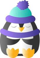 lindo pingüino de dibujos animados con sombrero y bufanda vector