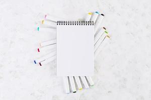 Concept back to school. Different supplies for sketch. School accessories. photo