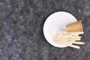 Concept recycle. Table serving with eco-friendly cutlery photo