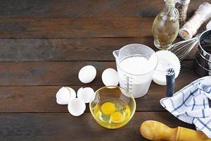 Flour with kitchen accessories for making dough. Dough for baking. photo