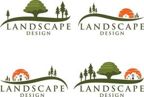 set landscape logo vector