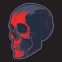 Vector skull tshirt design in shadow on the black background.