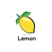 Lemon icon logo Fresh lemon fruit on summer season Summer fruit vector flat illustration