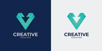 conjunto de logotipo de letra v minimalista y abstracto vector