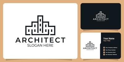 colección de logotipos de edificios y plantillas de tarjetas de visita vector