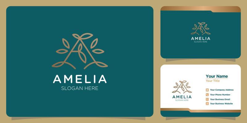 Set of feminine letter A template logos for hand drawn beauty and business cards