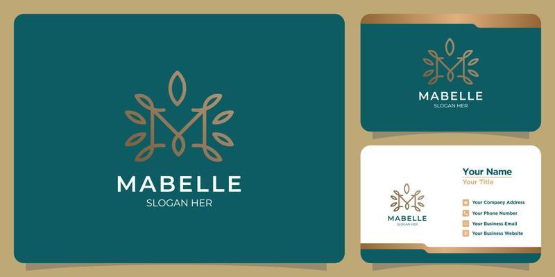 Set of feminine letter M template logos for hand drawn beauty and business cards