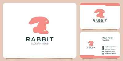 minimalist linear style rabbit logo and business card vector