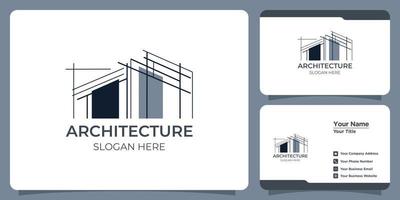 logotipo de arquitectura minimalista con diseño de logotipo de estilo de arte lineal y plantilla de tarjeta de visita vector