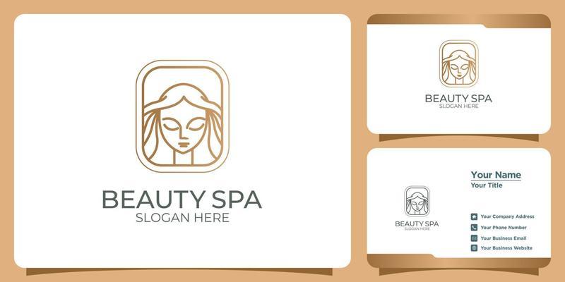 minimalist beauty abstract logo salon and spa silhouette shape concept logo and business card template